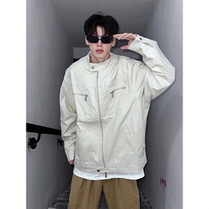 26春装高品质老钱风立领夹克外套男女美式潮牌拉链工装风宽松上衣，男装夹克，电商A486