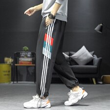 男裤子潮牌ins宽松条纹大码宽松青少年男士休闲长裤HY3052-P30，男装休闲裤，电商A128