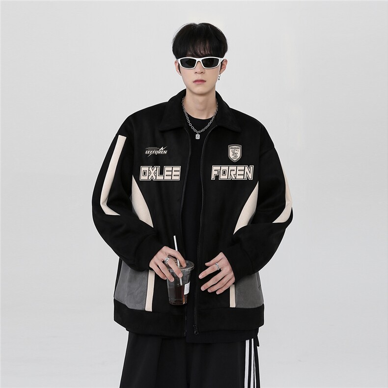 美式复古翻领男春夏季新款宽松鹿皮绒夹克休闲外套jk308-p68,男装夹克,电商C307