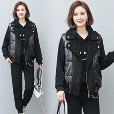 新款春秋冬装毛皮一体马甲女翻领拉链钮扣棉衣女，女装马甲，璐依舞