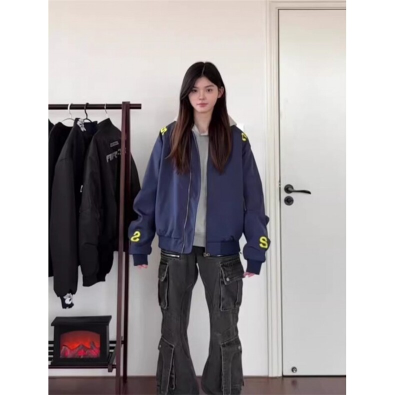 美式街头飞行夹克外套男女春秋2025新款设计感宽松刺绣情侣棒球服,男装夹克,星座410-6（原星座1304-1）