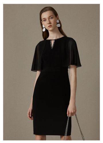 法式风情，重工钉珠斗篷连衣裙，女装连衣裙，炅缇恩