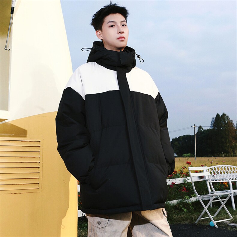 现货抖音得物品质拼接撞色三防加厚棉衣外套冬季连帽棉服MY66666,男装棉衣,电商A486