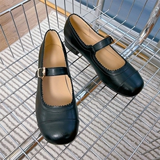 真皮玛丽珍鞋女2024夏季新款粗跟浅口单鞋女休闲时装鞋小香风女鞋，女鞋单鞋，电商A223