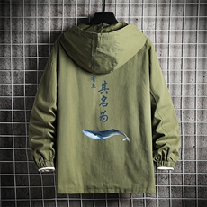 JK412661-P85纯棉连帽夹克男士大码工装男上衣外套网格挂拍，男装夹克，电商A040A
