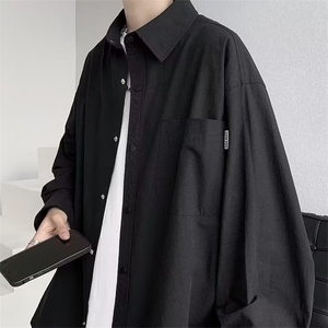 长袖衬衫男女春秋季宽松纯色工装衬衣日系休闲文艺上衣服C330/P35图片