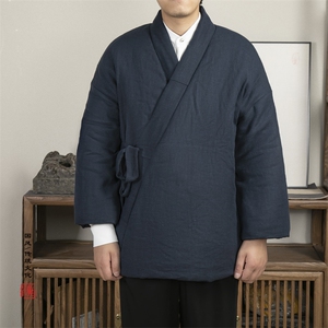 冬季新款风男装棉麻男士改良汉服棉衣外套新中式棉衣H80P145图片