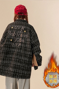 1中性风小香风长袖衬衫女大码中性情侣潮衬衫CCS8019P45加绒P55图片