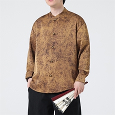 新中式春夏新品简约衬衫复古高级垂感风立领长袖衬衣31218，男装衬衫，星座305A（原312A-1）