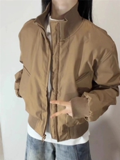 现货26春装美拉德立领飞行夹克纯色复古廓形高街棒球服外套，男装夹克，电商A486-1