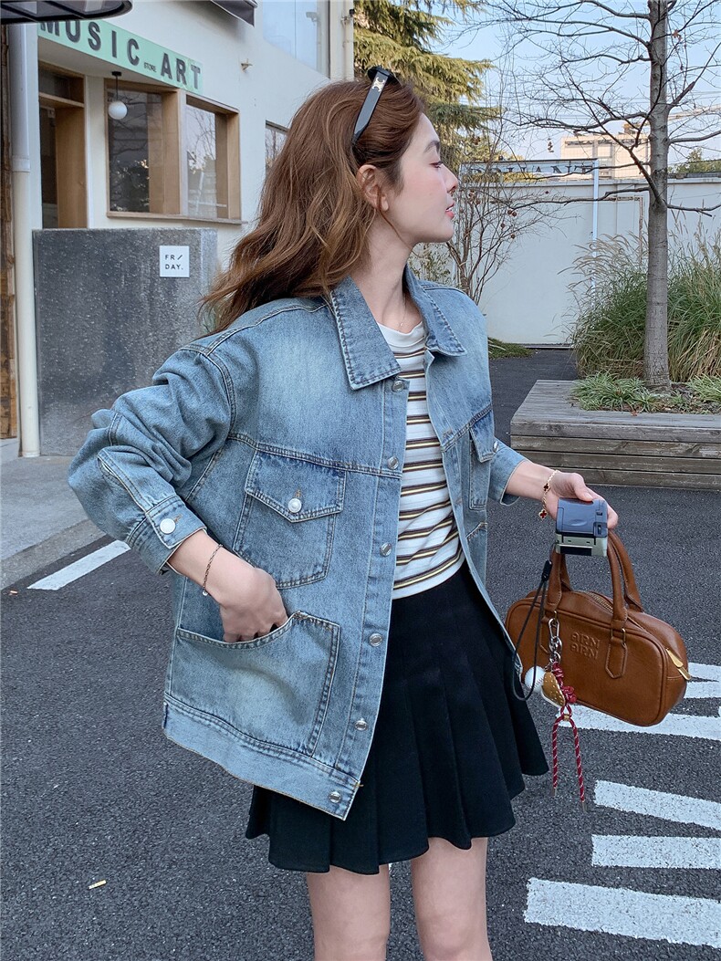 2026年春季休闲宽松时尚短款百搭牛仔外套，女装牛仔外套，文熹诺