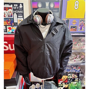 假模主推 美式高街宽松短款行政棉服夹棉翻领夹克男 D392 特P55图片