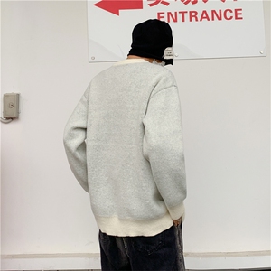 毛衣男秋冬新款高街宽松bf慵懒风针织衫2024潮男秋冬MY032-P48图片