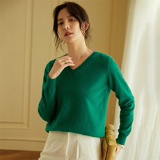 V领羊绒衫女秋冬季百搭纯色低领打底时尚百搭山羊绒衫，女装羊绒衫，绒美人羊绒