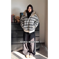 连帽棉衣夹棉潮保暖复古毛绒外套男女DZ54131-TP85168，男装棉衣，电商A102