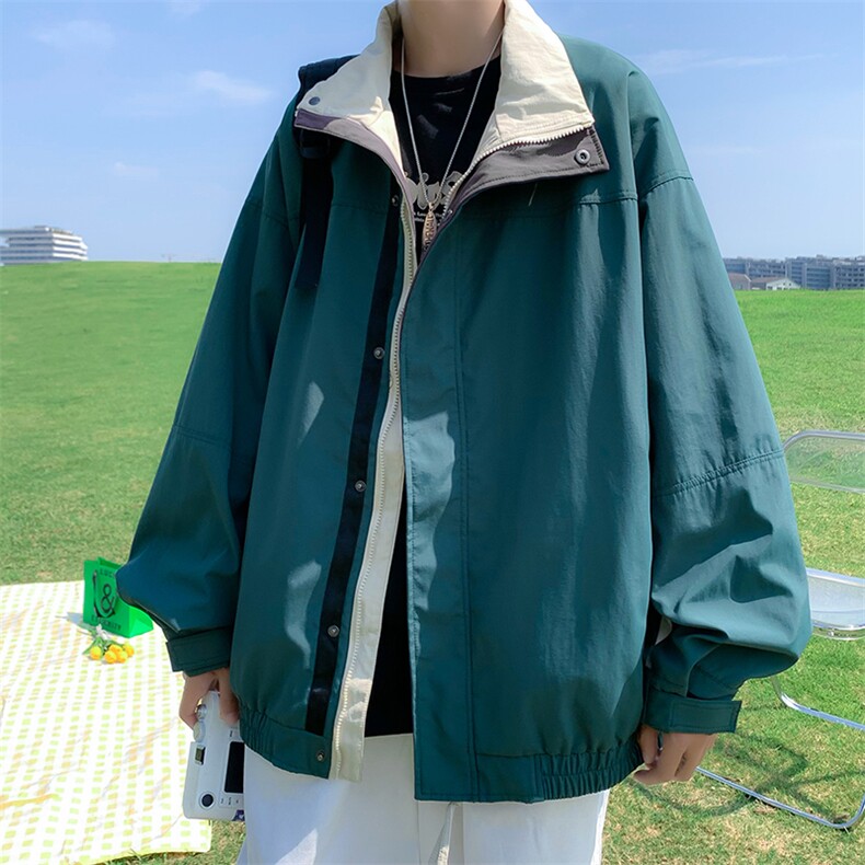 新款日系机能撞色立领机能复古宽松夹克潮休闲冲锋衣JK0256-P70图片