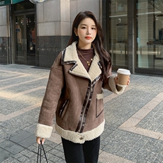 冬季新款帅气机车皮毛一体棉服287F2255P185K268，女装毛呢外套，2B190