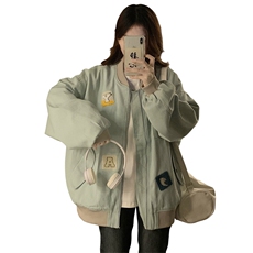 A492-P100个性贴标外套春秋新款棒球服复古高级设计感小众夹克，男装夹克，星座911
