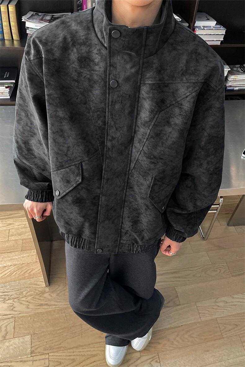 春季男士潮流正肩夹克扎染立领美式上衣外套女C61322-TP70138,男装夹克,电商A102