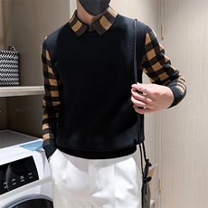 301A-1/M65/P75控95店主风秋冬新款小伙加厚假二件针织毛衣男，男装针织衫/毛衣，星座301A-1