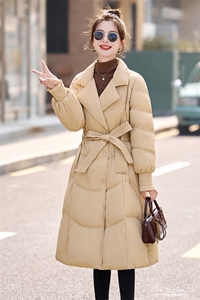现货高级感西装领羽绒服女收腰显瘦修身中长款时尚大气冬季外套图片