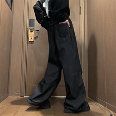 D3029-P48新款高街痞帅男士宽松韩系百搭简约纯黑帅气牛仔裤男，男装牛仔裤，星座603-2