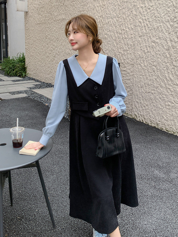 【现货】新款假两件连衣裙082-6632P145K228,女装连衣裙,浙宝192（原082）