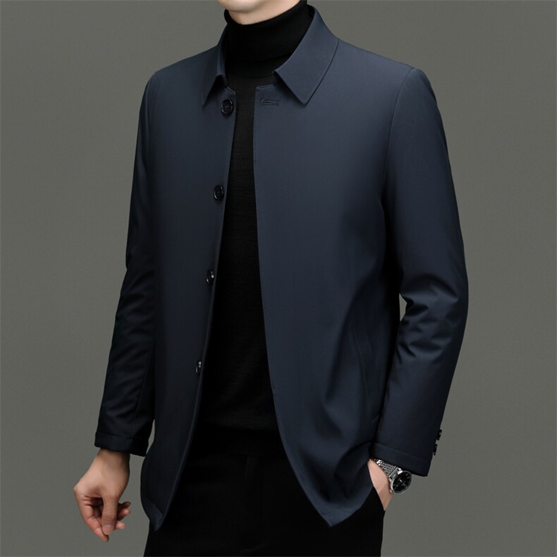 白鸭绒轻薄羽绒服男冬季翻领中年爸爸休闲保暖男士冬装外套男上衣,男装羽绒服,电商B212（原钱塘6029）