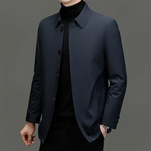 白鸭绒轻薄羽绒服男冬季翻领中年爸爸休闲保暖男士冬装外套男上衣,重庆中年男士穿搭图片