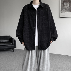 8XL-M人字纹小香风衬衫男生春秋衬衣宽松慵懒垂感外套CS29008P45图片