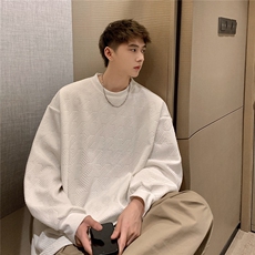 2025港风立体菱形方格花纹大码M-5XL面料卫衣休闲潮流WY77056P38，男装卫衣，星座227-7