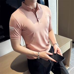 2024夏季新款修身短袖POLO衫韩版时尚印花T恤男D8807-p55控85
