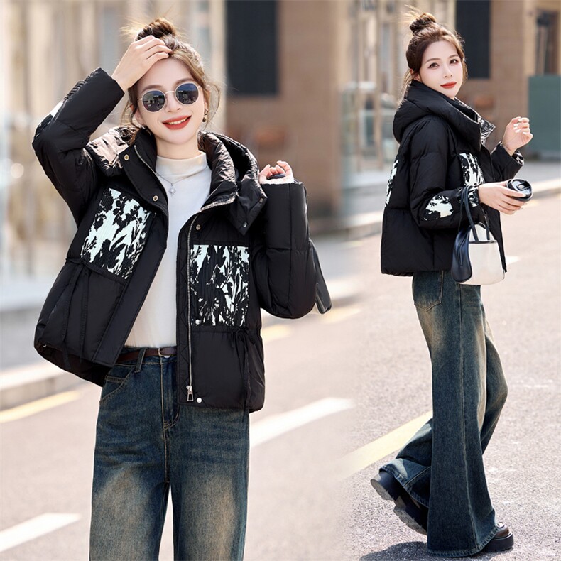 现货2024羽绒服新款冬季官方时尚休闲连帽加厚休闲小个子外套，女装羽绒服，然然