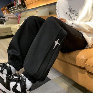 加绒加厚休闲运动卫裤男美式针织束脚裤子715-6-BX01P55（控78）