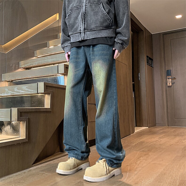 黑色直筒牛仔裤男秋冬季美式复古水洗休闲潮牌宽松cityboy长裤子图片