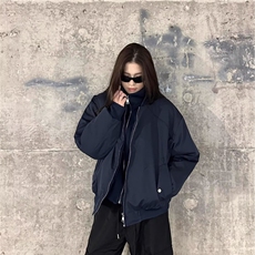 黑色棒球棉服外套女2025秋冬新款宽松休闲夹棉飞行员夹克，男装夹克，星座506A