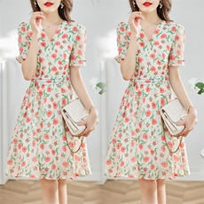 2023年夏季中长款潮流舒适有范优雅气质百搭连衣裙，女装连衣裙，魅丽静蓝