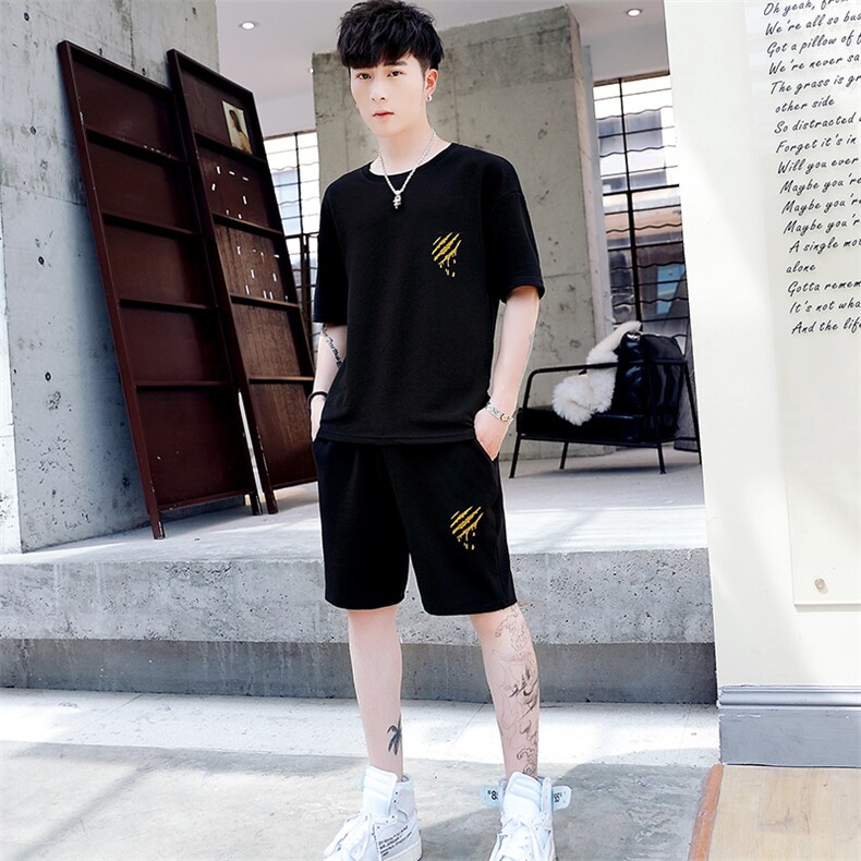 夏季短袖T恤男孩运动休闲青少年初中学生五分裤套装T756-P40,男装休闲套装,星座1206（原A206）