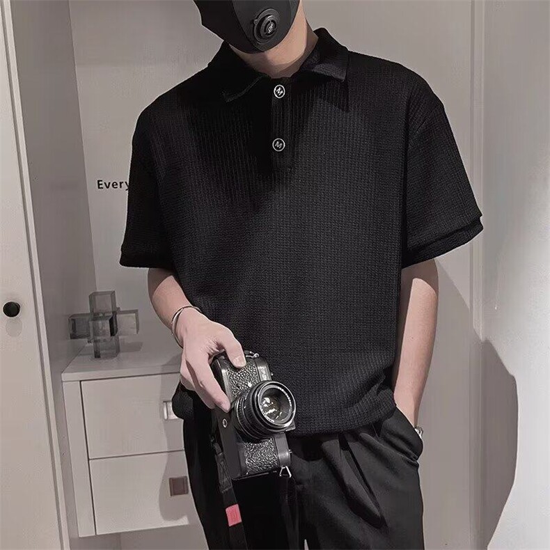 W9785-P32网图现货冰丝polo衫短袖夏季薄款韩版高级感针织半袖,男装T恤,星座1608-2