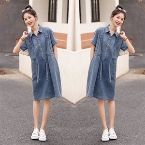 牛仔连衣裙女2024夏季新款韩版高级感宽松显瘦衬衫裙休闲减龄裙子图片