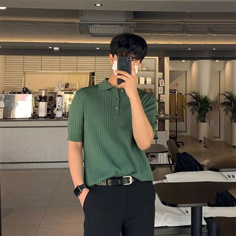 标准文艺2023夏季男新款潮慵懒潮流POLO衫日系冰丝五分袖M2217P43，男装Polo衫，星座1116-2