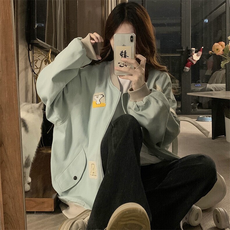 A492-P100个性贴标外套春秋新款棒球服复古高级设计感小众夹克,男装夹克,星座911
