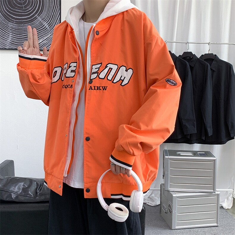 美式复古棒球服vintage春秋假两件高街hiphop连帽夹克W1409-P54,男装夹克,星座512-4