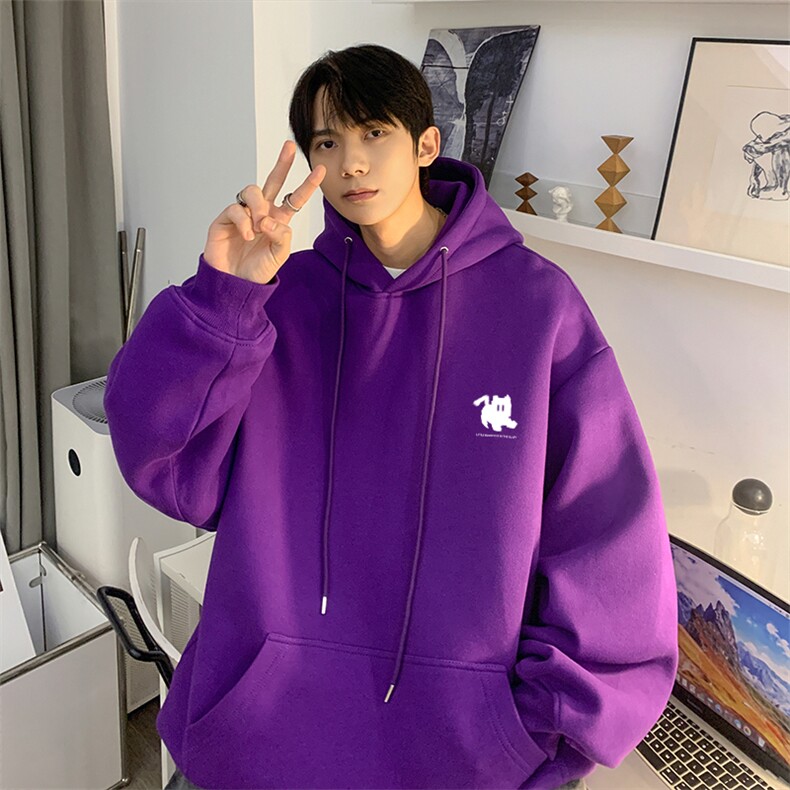 抖音品质小猫印花宽松休闲连帽卫衣男生上衣JK23376特批35-控58,男装卫衣,星座605(原A050)