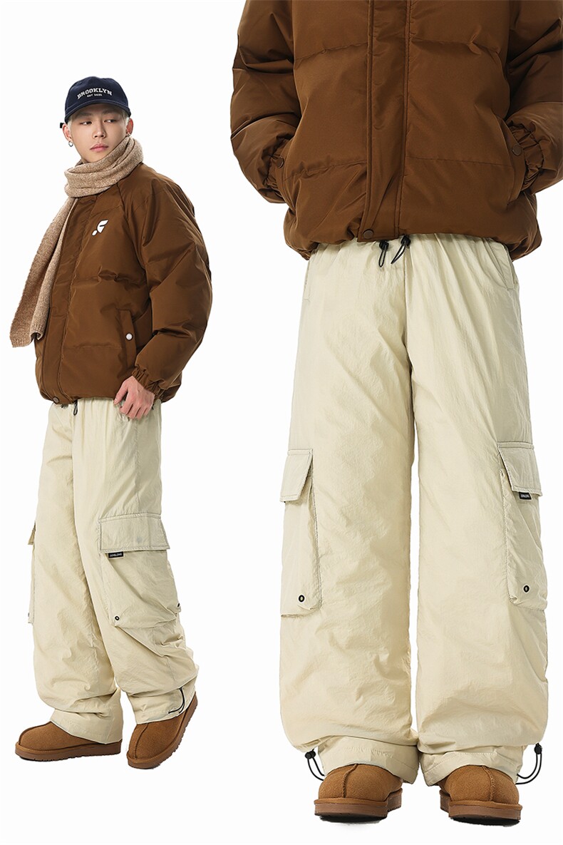8XL-M三防登山工装羽绒裤男90白鸭绒冲锋裤子男YRK2001P118控158,男装棉裤,电商D206-1