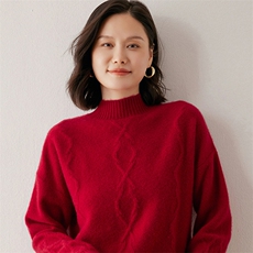 2025年秋季新款七针绞花针织上衣时尚休闲通勤百搭，女装羊绒衫，米琪莲羊绒