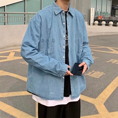 长袖衬衫男港风韩版帅气牛仔口袋工装衬衣C926P42，男装衬衫，星座1116-2