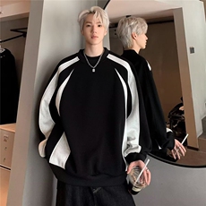 美式条纹拼接卫衣男202春秋季新款重磅潮牌重磅宽松休闲外套，男装卫衣，星座506A