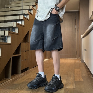 夏季美式潮牌宽松牛仔短裤男设计感百搭时尚五分裤现货 K8014-P40图片