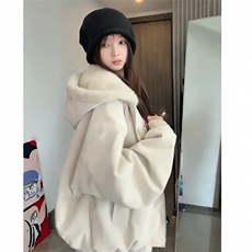 荔枝纹PU皮衣棉服男款冬季加绒加厚座山雕连帽外套美式毛领棉衣女，男装皮衣，电商A102